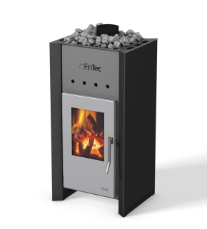 Saunaofen Troll 7,8KW Deep Black Metallic Holzsaunaofen Saunaholzofen für Faßsauna Holzofen